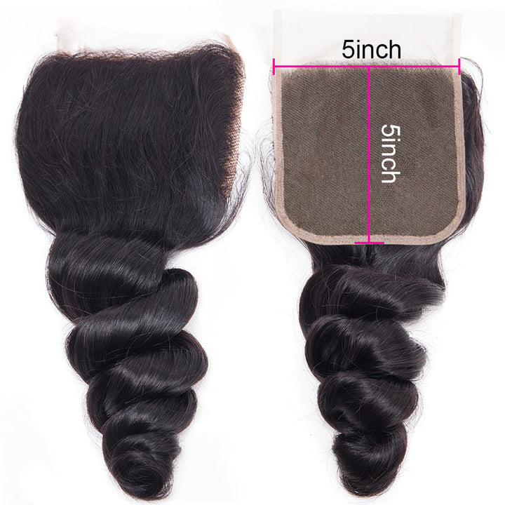 Loose Wave HD 5x5 Lace Closure Pre Plucked with Baby Hair Free Part Human Hair Closure