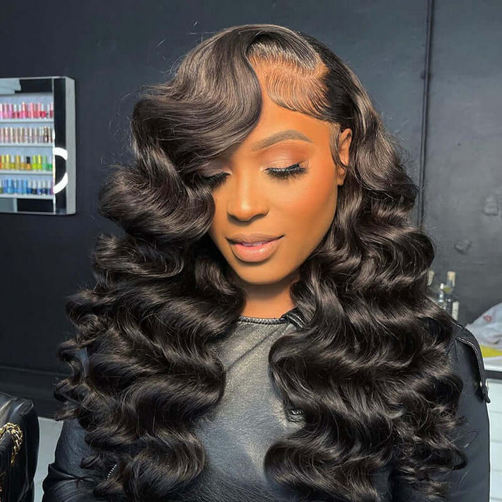 Loose Wave 13x4 13x6 Full Lace Frontal Wig Human Hair Wigs Natual Black Free Part