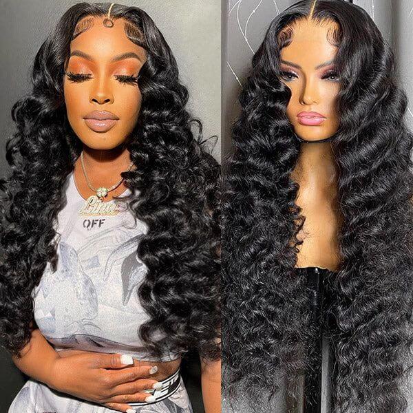Loose Wave 13x4 13x6 Full Lace Frontal Wig Human Hair Wigs Natual Black Free Part
