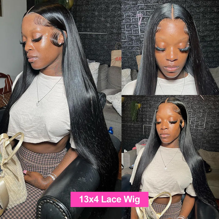 Bling Hair 16-40 Inch Straight Lace Front Human Hair Wigs 13x4 Full Frontal 180% 210% 250% Density