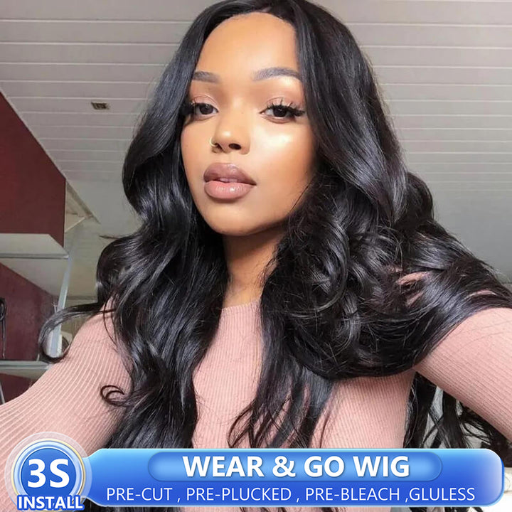 Pre Cut Body Wave Lace Closure Wig with Pre Plucked Hairline Wear&Go HD Lace Glueless Wigs