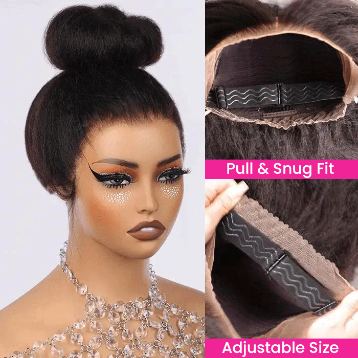 360 Glueless Lace Frontal Wigs Kinky Straight Human Hair Wigs
