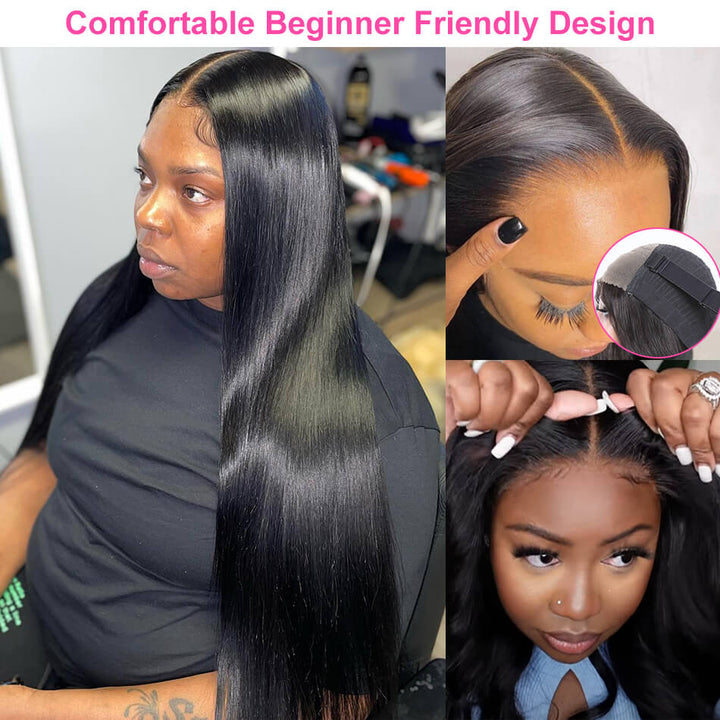 Super Sale Pre Cut 4X6 Ready to Wear and Go Lace Glueless Wigs Straight Human Hair Wigs