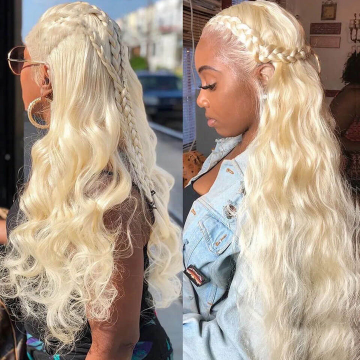613 Blonde Body Wave 13x4 13x6 Transparent Lace Front Human Hair Frontal Wigs 180% Density