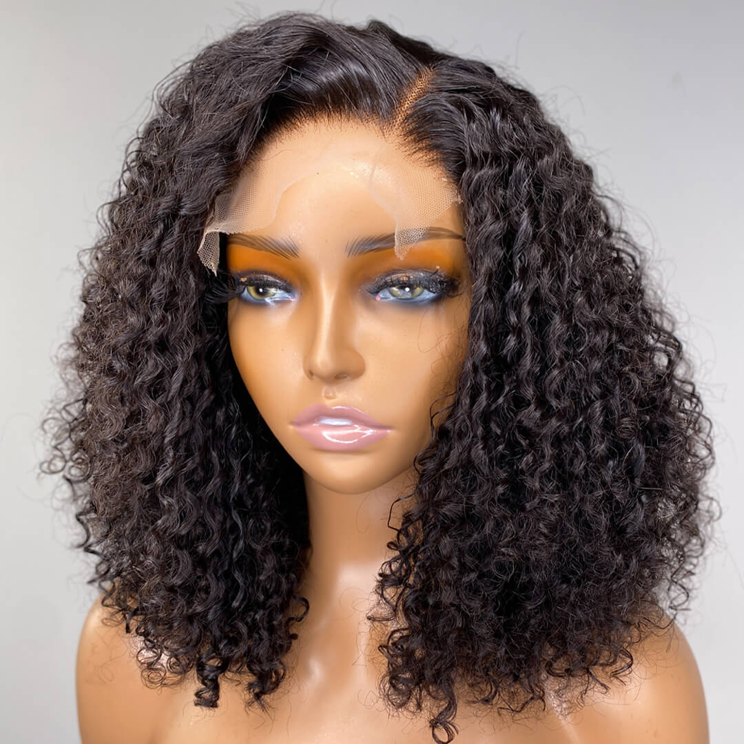 Natural Look Spiral Curly Lace Bob Wig 100% Human Hair