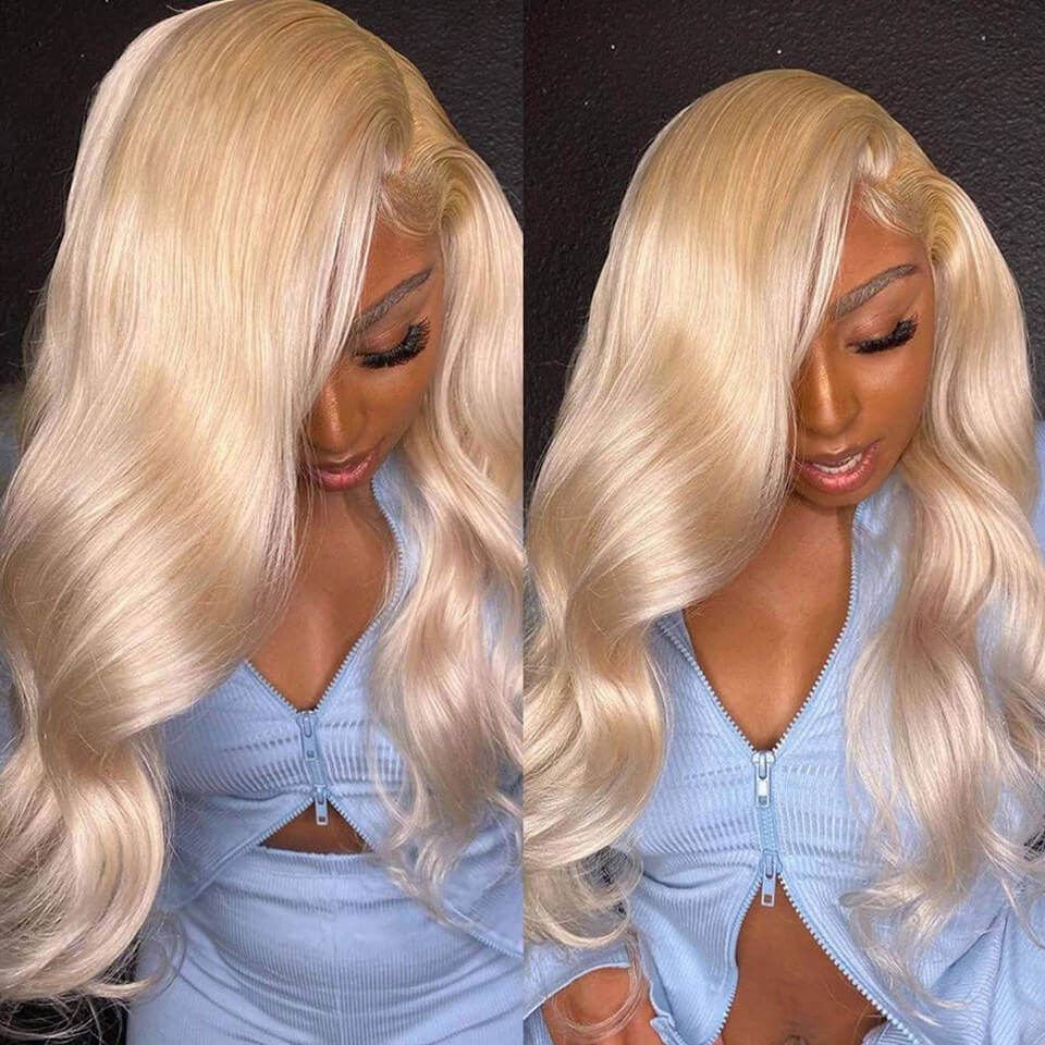 613 Blonde Body Wave 13x4 13x6 Transparent Lace Front Human Hair Frontal Wigs 180% Density