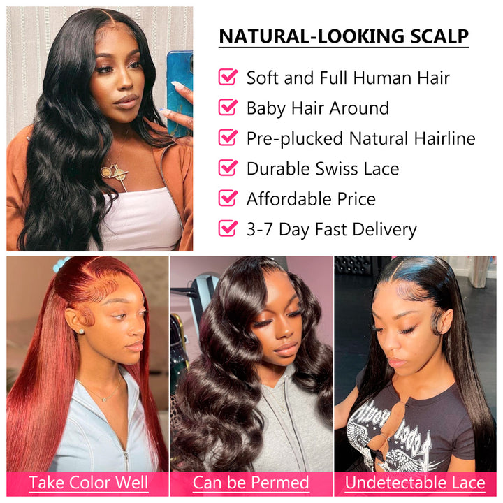 16-40 Inch 13*4 Full Lace Frontal Wigs High Quality Body Wave Lace Front Human Hair Wigs