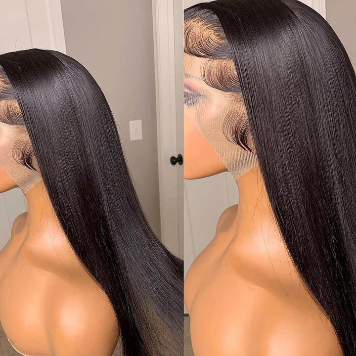 Super Sale $109=22" Straight 13x4 Lace Front Human Hair Wigs 150% Density