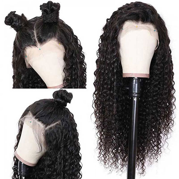 Super vente 74 $ = 16 pouces Deep Wave 4X4 Lace Closure Wig Glueless Human Hair Wig