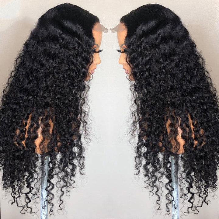 Super vente 74 $ = 16 pouces Deep Wave 4X4 Lace Closure Wig Glueless Human Hair Wig