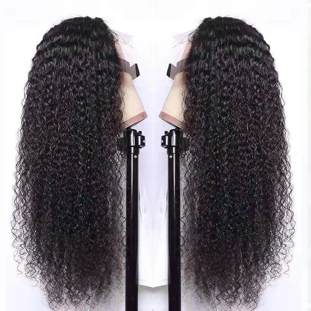 Super Sale $129=24 Inch Curly 4X4 Lace Closure Human Hair Wig 150% Density