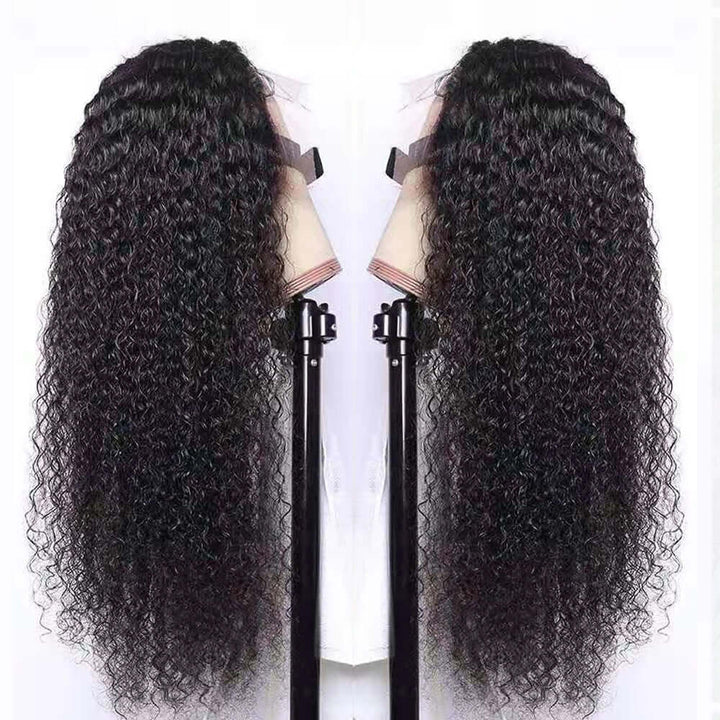 Super Sale $129=24 Inch Curly 4X4 Lace Closure Human Hair Wig 150% Density