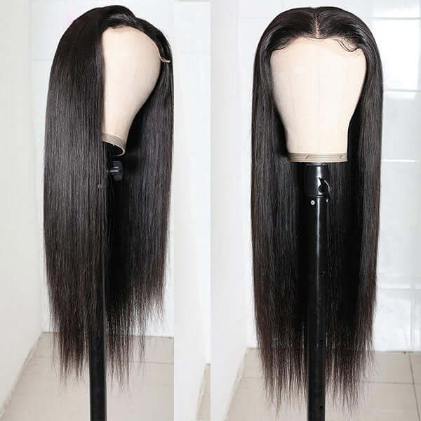 Super Sale  $79 18" Straight 4X4 Lace Closure Human Hair Wig 150% Density