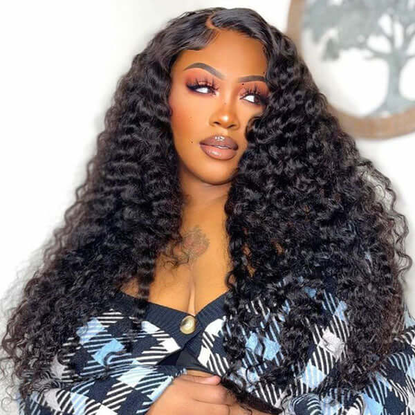 Swiss HD Lace Deep Wave 13x6 Full Lace Frontal Wigs 100% Human Hair Wig