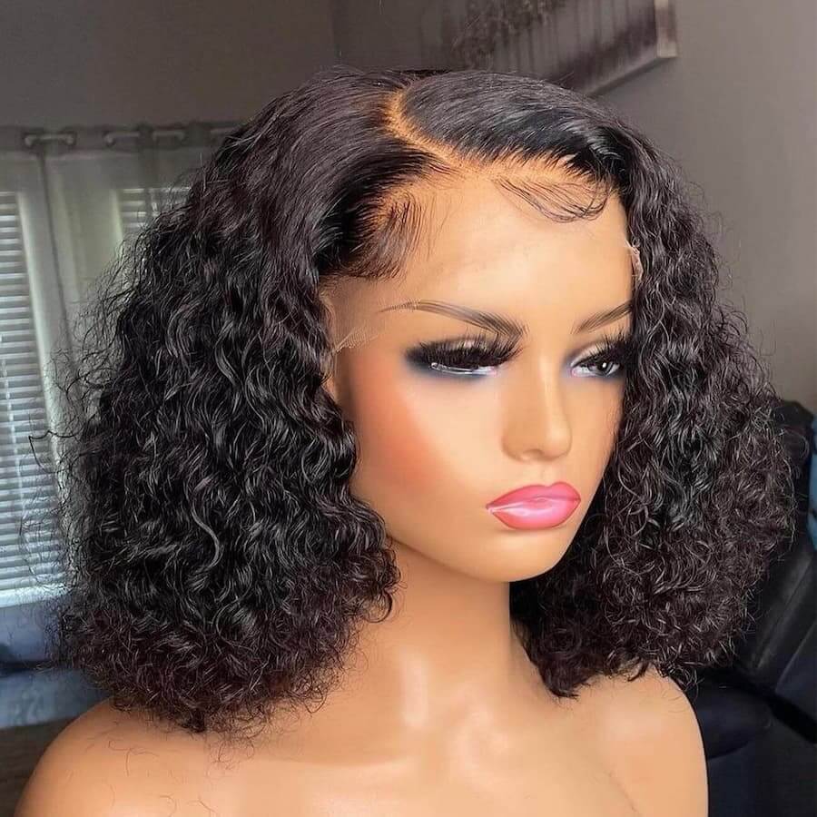 Water Curly Human Hair Wigs for Women Pre-Plucked Transparent Lace Bob Wig Same Video