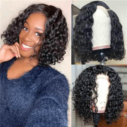 Water Curly Human Hair Wigs for Women Pre-Plucked Transparent Lace Bob Wig Same Video