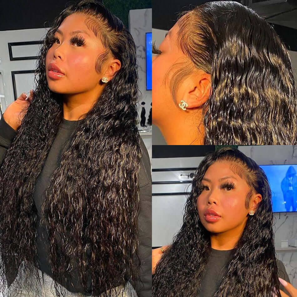 Water Wave HD 13x4 Frontal Human Hair Wigs Pre Plucked Invisible Lace Wig