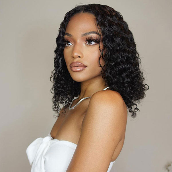 Water Wave 4x6 Wear & Go Short Bob Wig Human Hair Glueless Pre-Cut Air Lace Wig