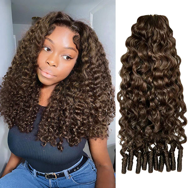 Bling Hair New In #4 Burmese Curly Crochet Human Hair for Boho Braids Miracle Knots Friendly Plush Texture Time-Saving Wear