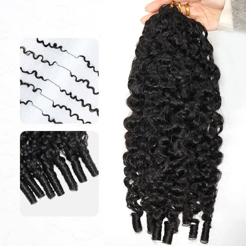 Bling Hair New In Burmese Curly Crochet Human Hair, Designed for Miracle Knots Boho Braids Plush Texture Time-Saving Wear[No Code Needed]