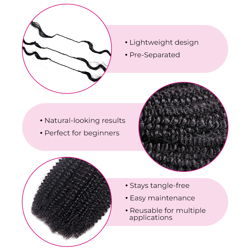 Bling Hair New In Afro Curly Crochet Human Hair for Miracle Knots, Boho Braid Ready – Time-Saving Pre-Separated Strands[No Code Needed]