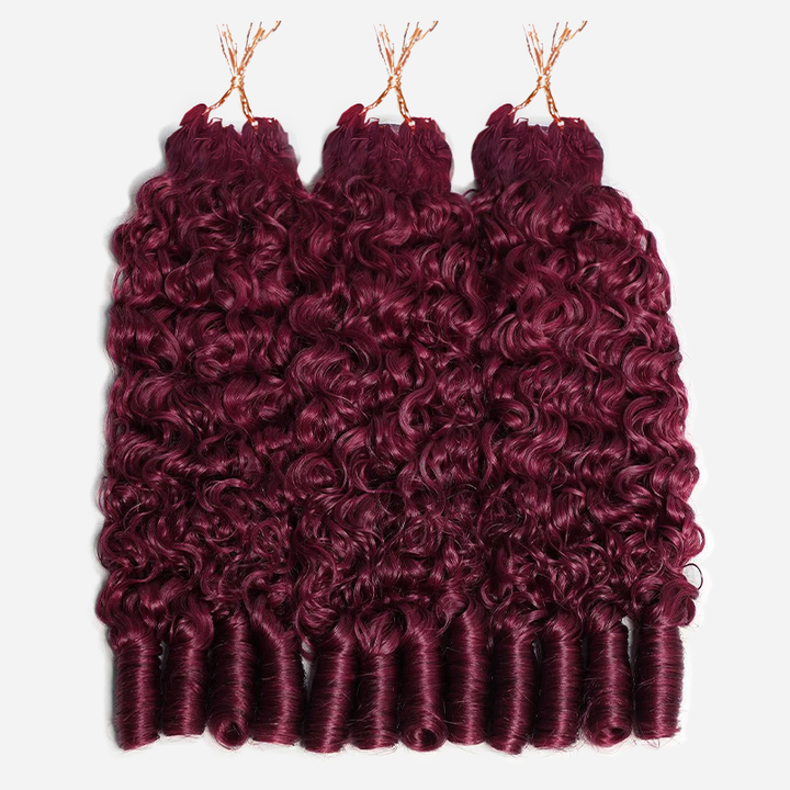 Bling Hair New In 99J Burgundy Burmese Curly Crochet Human Hair for Miracle Knots Plush Texture Time-Saving Wear[No Code Needed]