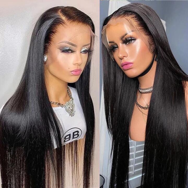Bling Hair 13x4 HD Lace Front Wigs Straight Virgin Hair Wigs With Baby hair Melted Match All Skin