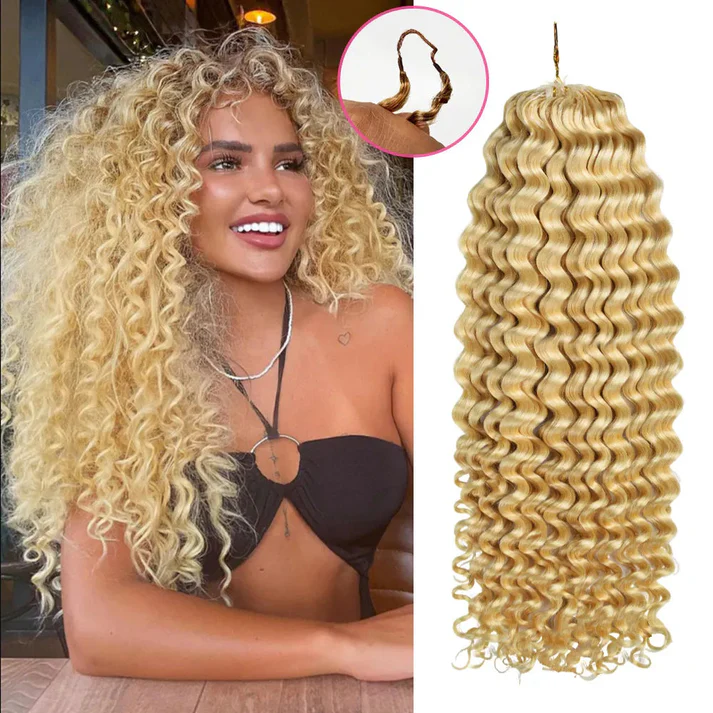 Bling Hair New In #613 Deep Wave Crochet Human Hair Extensions Designed for Miracle Knots Boho Braids Plush Texture Time-Saving Wear