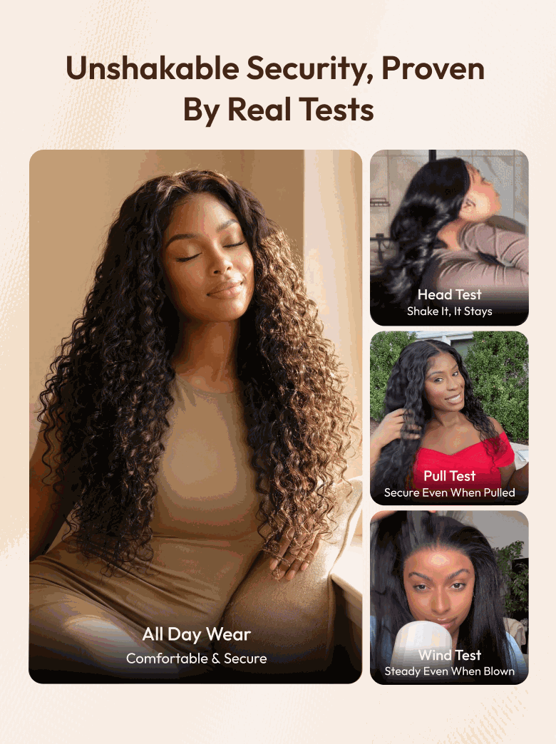 Pull Go 13x6 13x4 Bye-Bye Slip™ Put On And Go Glueless Water Wave Drawstring Wig