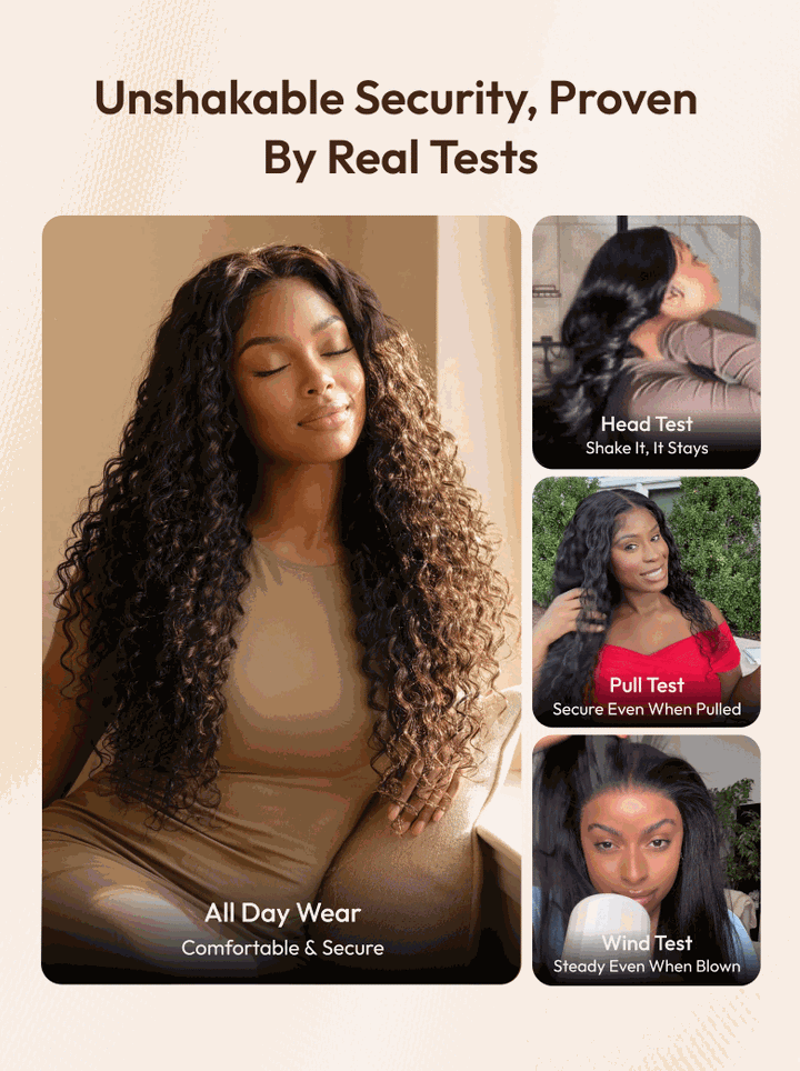 Pull Go 13x6 13x4 Bye-Bye Slip™ Put On And Go Glueless Water Wave Drawstring Wig