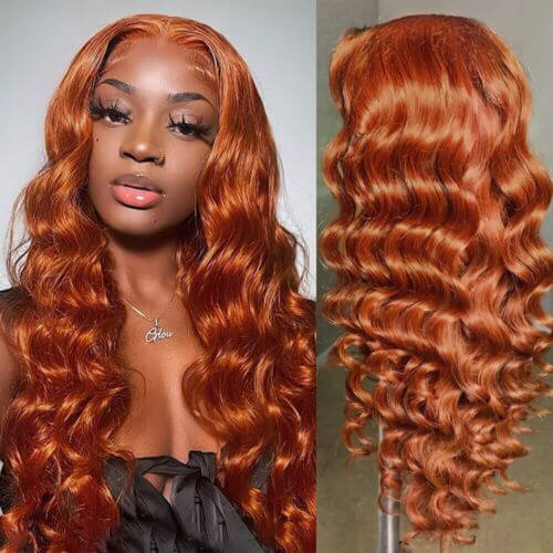 Ginger Loose Wave Wig Human Hair Front Pre-Plucked Color Wig