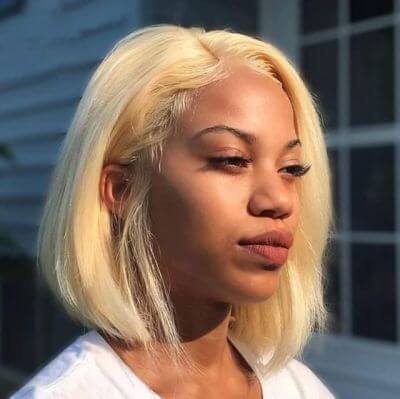 613 Blonde Short Bob Straight 13*4 Lace Front Human Hair Wigs 4*4 Lace Closure Wig