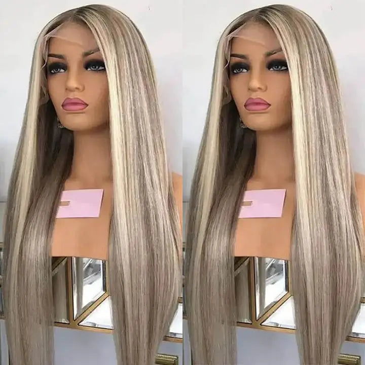 Customized Blonde Balayage on Brown Hair Transparent 13x4 &13x6 Lace Frontal Wig