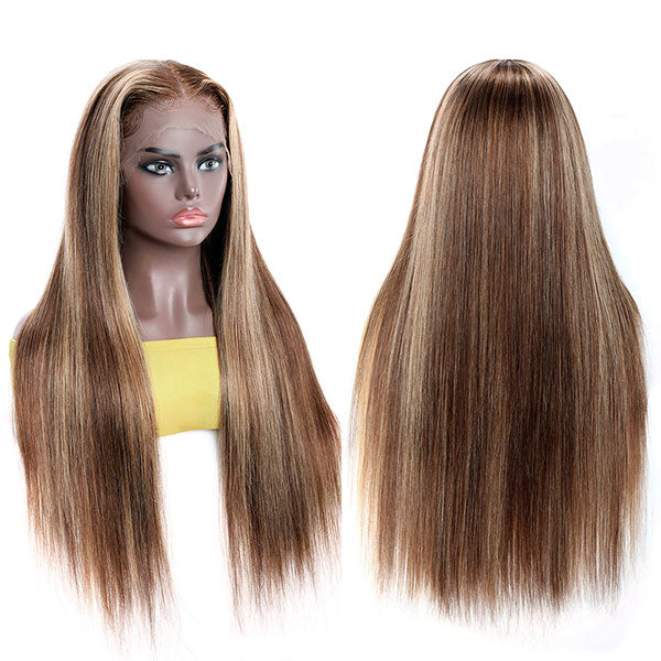 Pelucas coloreadas rubias miel del cabello humano del cordón del resalte recto de 30 pulgadas