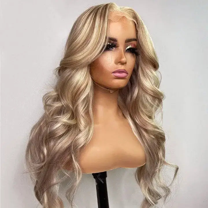 Wear go Blonde Balayage On Brown Body Wave Wigs HD Transparent Lace Human Hair Wig