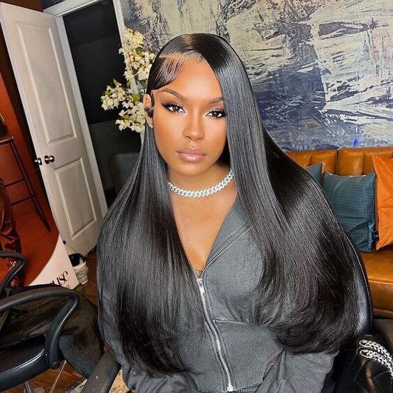 250% Density Silk Straight Super Double Drawn Hair Wig 13x4 Lace Frontal Human Hair Wigs