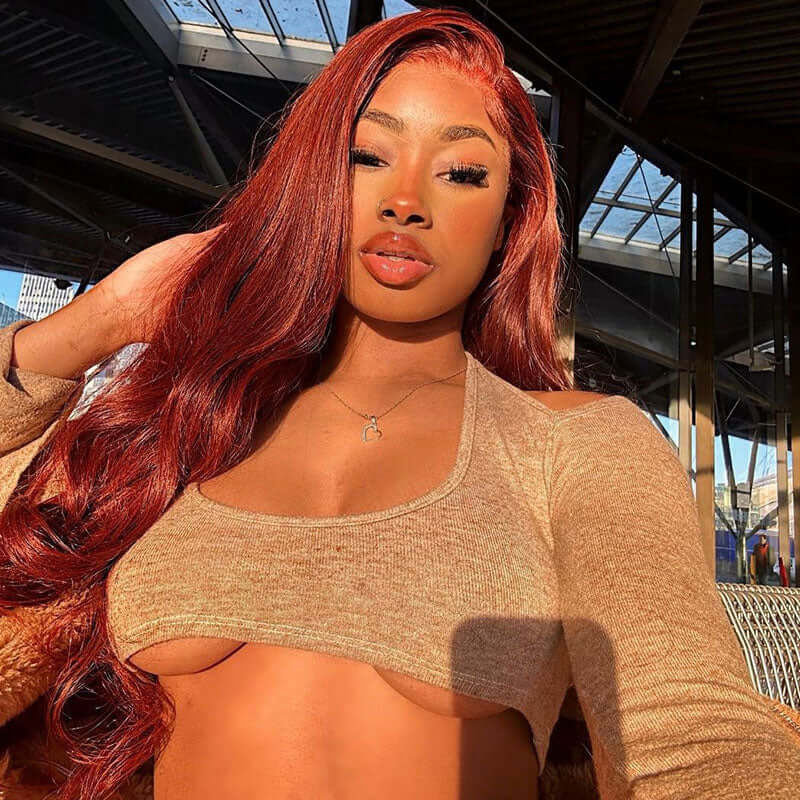Reddish Brown Color Lace Wig Body Wave Virgin Human Hair Weekly Recommend
