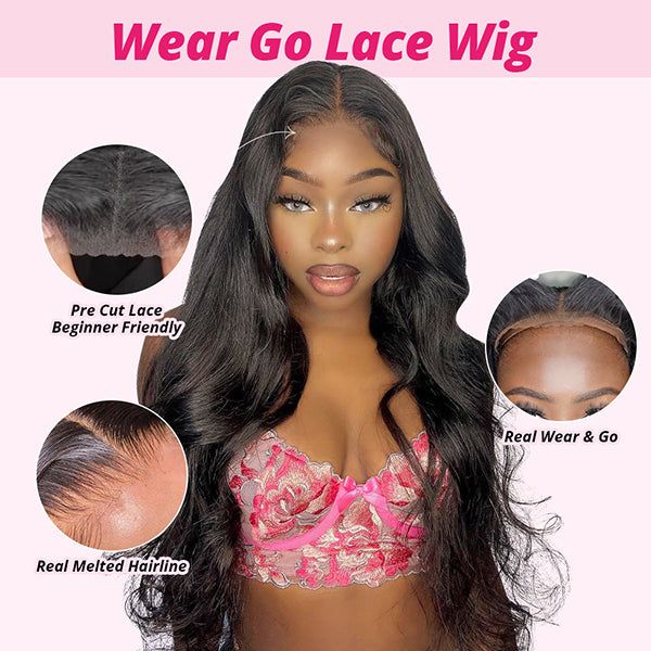 Ready To Go Body Wave Human Hair Wig Easy on Easy off with Pre Plucked Hairline Pre-Cut Lace Wig