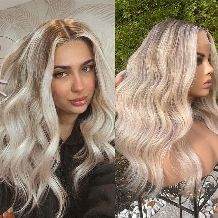 Highlight Brown Mix Blonde 613 Hair Body Wave 13x4 Lace Front Wig 4x4 Lace Closure Human Hair Wig