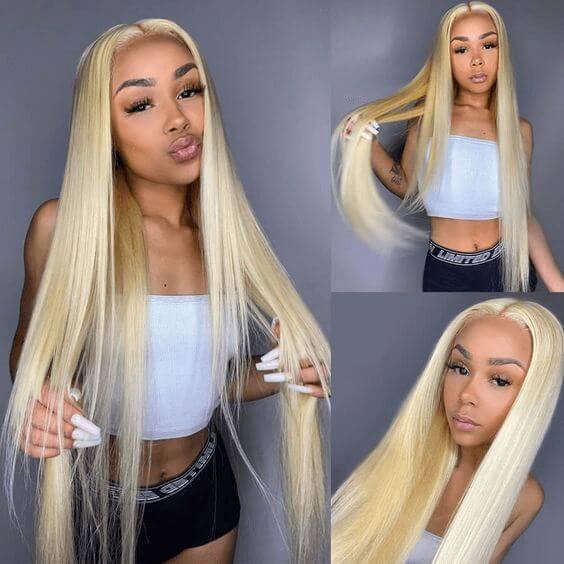 Blinghair 5x5 613 Blonde Transparent HD Lace Closure Wigs Straight Virgin Human Hair Wigs