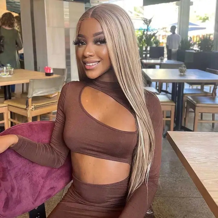 Customized Blonde Balayage on Brown Hair Transparent 13x4 &13x6 Lace Frontal Wig