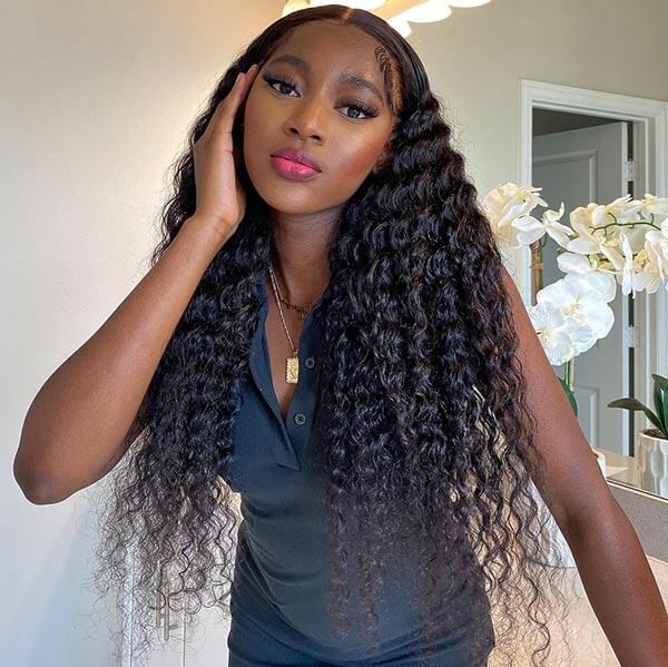 Deep Wave 5x5 Lace Closure Human Hair Wig Pre Plucked Brazilian Remy Hair