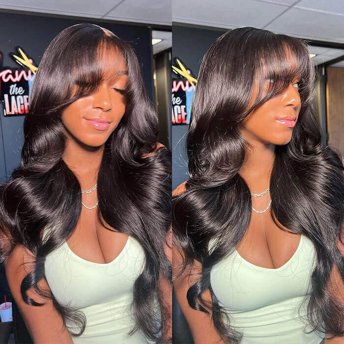 Face-Framing Curtain Bangs Body Wave Wig Glueless Ready Go 6x4 Pre-Bleached Tiny Knots Pre-Plucked Lace Wig