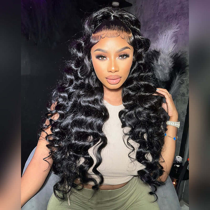 HD Lace Wigs Double Drawn Hair Loose Wave Virgin Hair Wig Melted Match All Skin