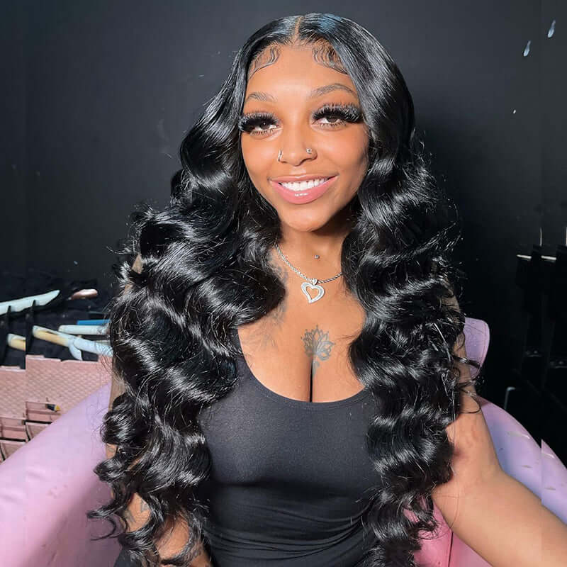 HD Lace Wigs Double Drawn Hair Loose Wave Virgin Hair Wig Melted Match All Skin