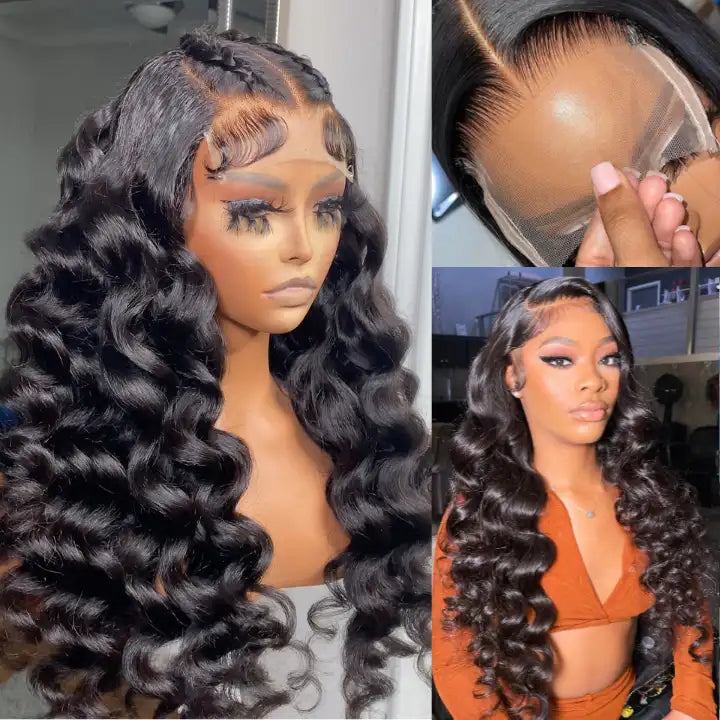 HD Lace Wigs Double Drawn Hair Loose Wave Virgin Hair Wig Melted Match All Skin