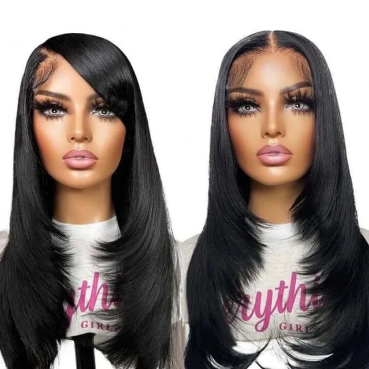 Crystal Lace Layer Cut 13X4 Lace Front Pelucas de cabello humano