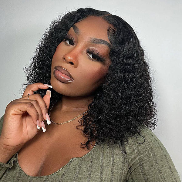 Kinky Curly 4x6 Wear & Go Short Bob Wig Pre-Bleach Knots Human Hair Glueless Pre-Cut Air Lace Wig