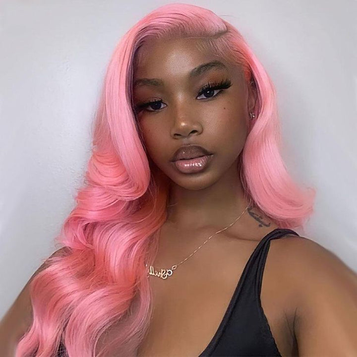 Pink Wig Body Wave Virgin Human Hair Wigs Colored Transparent Lace Front Wig Ideas