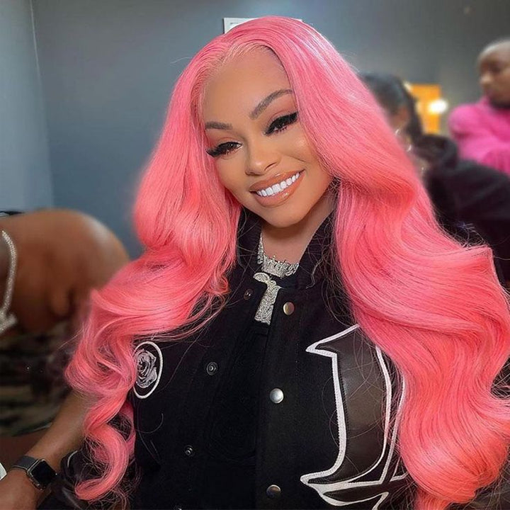 Pink Wig Body Wave Virgin Human Hair Wigs Colored Transparent Lace Front Wig Ideas